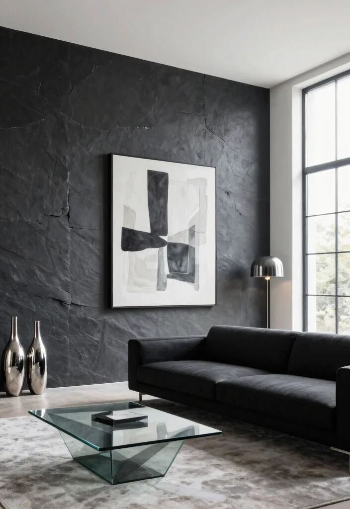 15 Slate Wall Living Room Ideas Textured Modern Mood - 2. Sleek Modern Designs 1