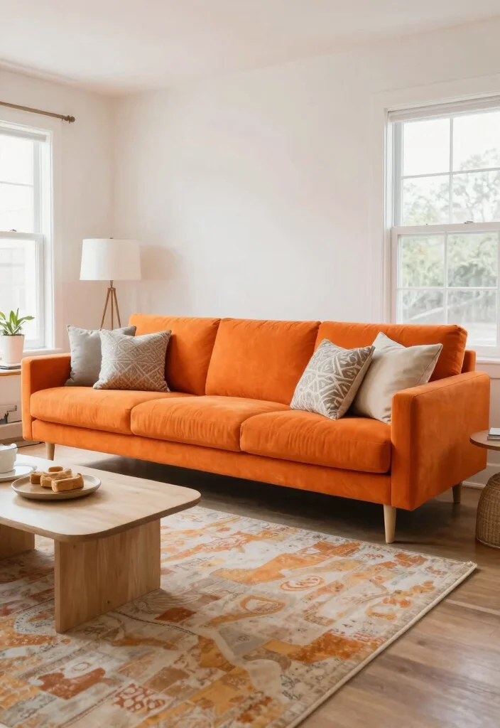 15 Sofa Setting in Living Room Ideas for Balanced Layouts - 6. Bold Color Choices for Statement Pieces 1