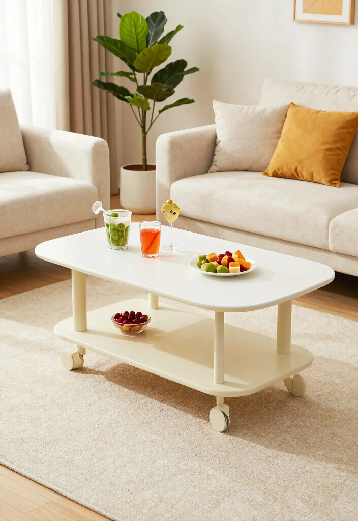 15 Table in Living Room Ideas for Everyday Practical Style - 12. Portable Tables for Versatility 1