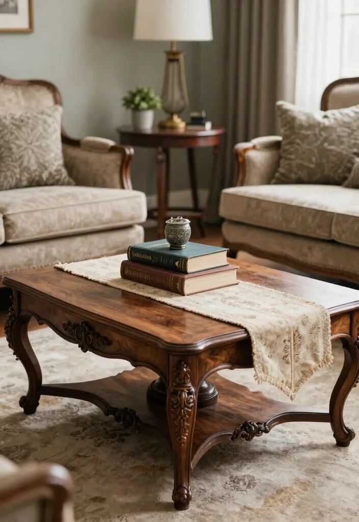 15 Table in Living Room Ideas for Everyday Practical Style - 4. Vintage Charm 1