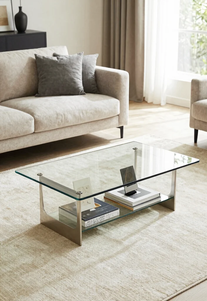 15 Table in Living Room Ideas for Everyday Practical Style - 5. Glass Tables for a Light, Open Feel 1