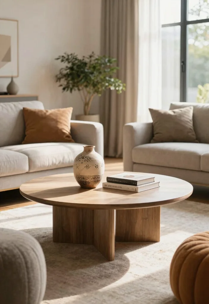 15 Table in Living Room Ideas for Everyday Practical Style - 6. Round Tables for Flexibility 1