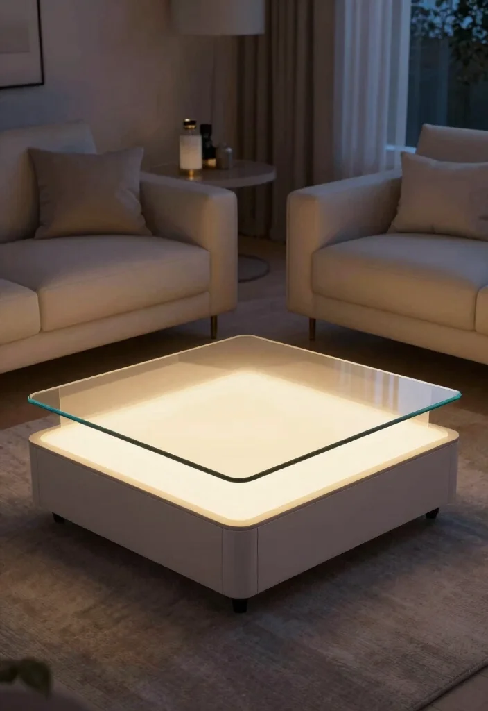 15 Table in Living Room Ideas for Everyday Practical Style - 7. Table with Built-in Lighting 1