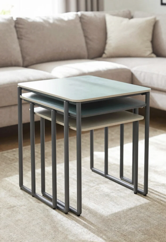 15 Table in Living Room Ideas for Everyday Practical Style - 9. Nesting Tables for Space Efficiency 1