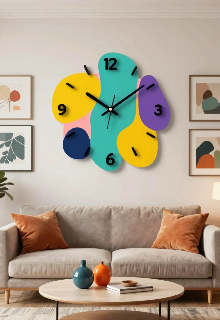 15 Wall Clock Living Room Ideas: Functional Decor - 13. Clocks as Artwork 1