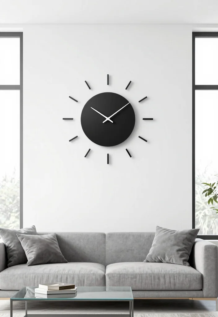 15 Wall Clock Living Room Ideas: Functional Decor - 5. Modern Minimalist Clocks 1