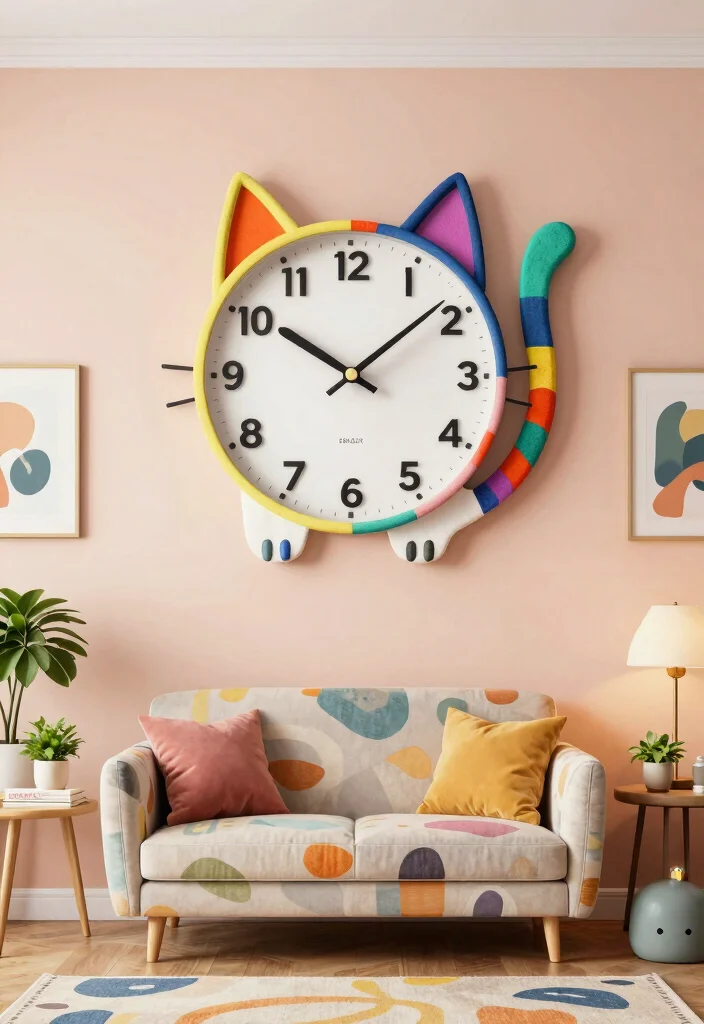 15 Wall Clock Living Room Ideas: Functional Decor - 7. Unique Clock Designs 1