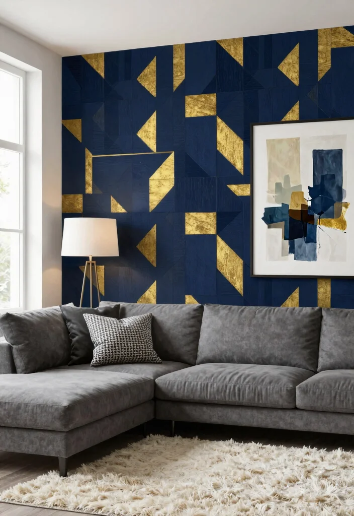 16 3D Wallpaper for Living Room Ideas: Depth and Drama - 1. Geometric Elegance 1