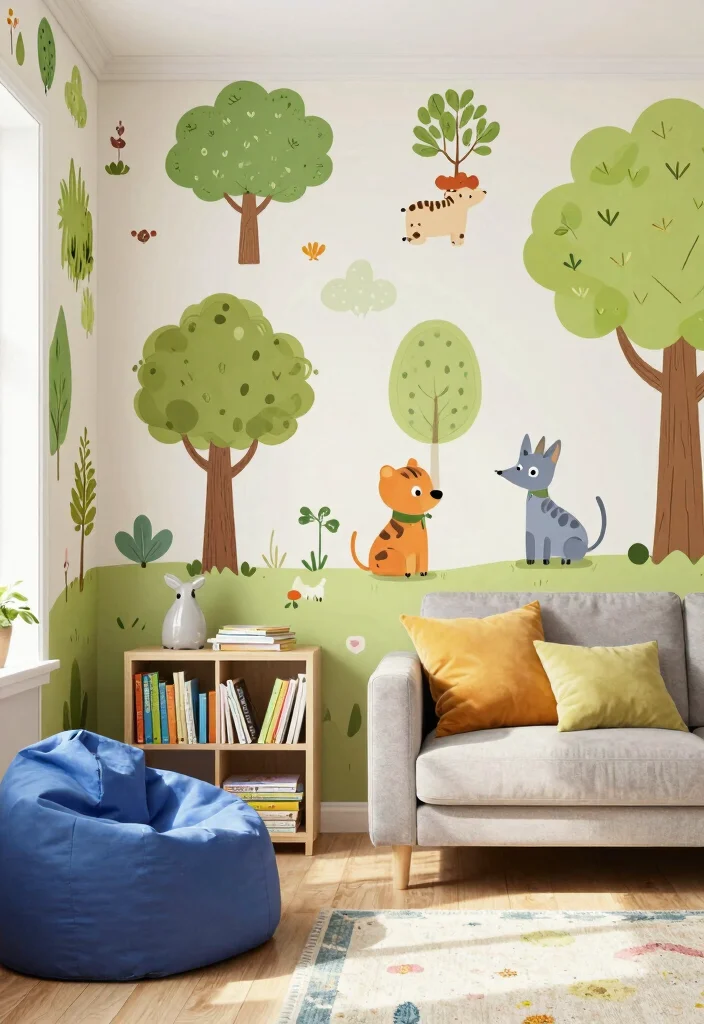 16 3D Wallpaper for Living Room Ideas: Depth and Drama - 16. Playful Children's Corner 1