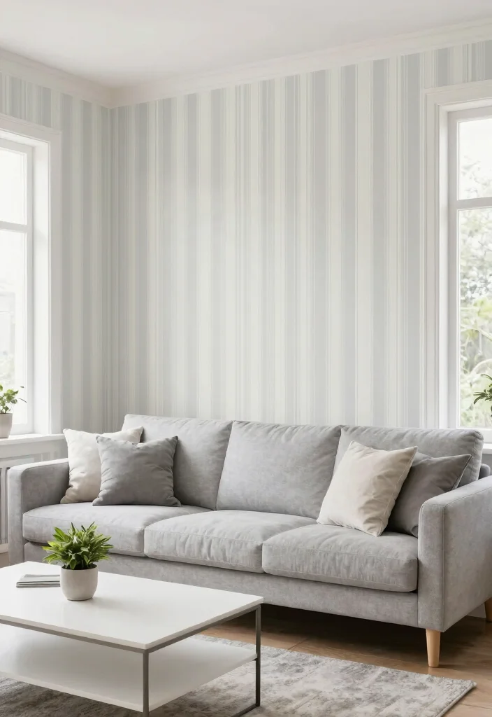 16 3D Wallpaper for Living Room Ideas: Depth and Drama - 6. Subtle Stripe Patterns 1