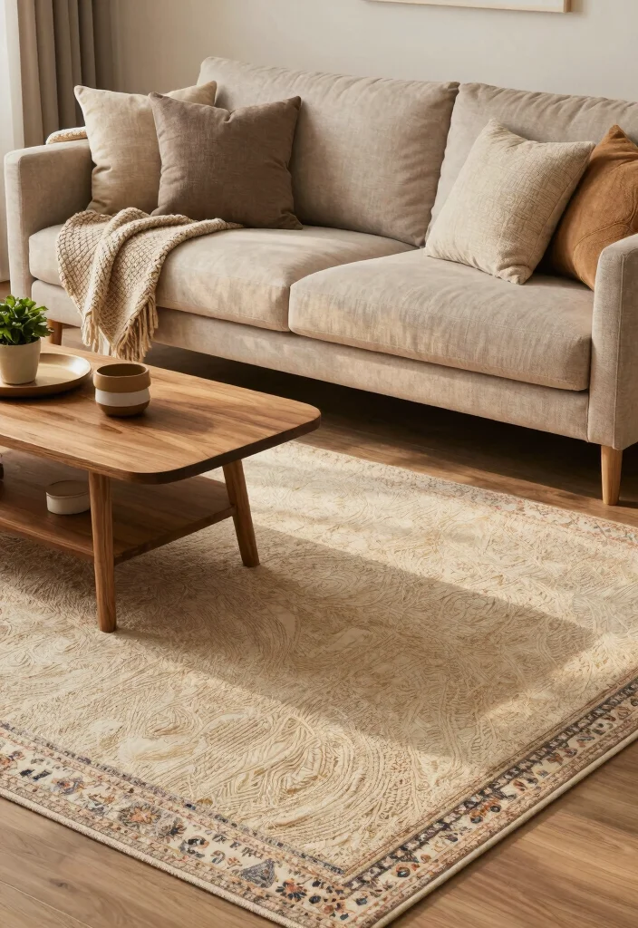 16 Beige Rug Living Room Ideas for a Soft, Timeless Style - 1. Layering Textures for Depth 1