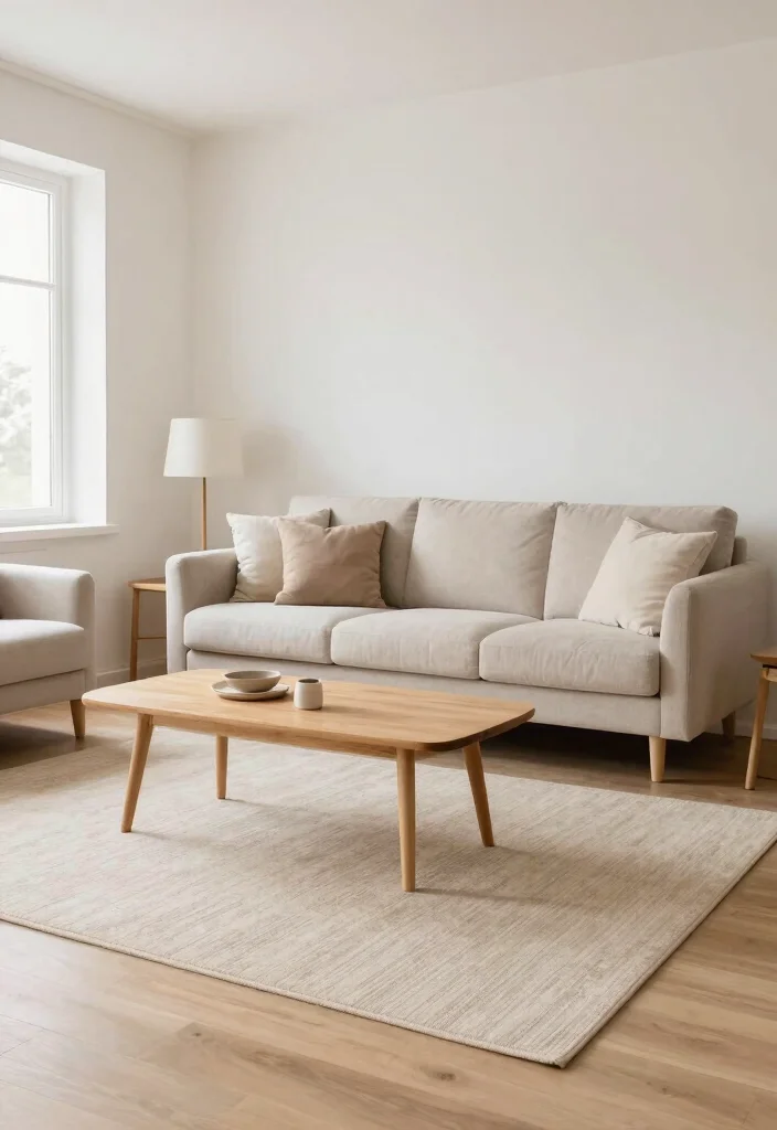 16 Beige Rug Living Room Ideas for a Soft, Timeless Style - 11. A Scandinavian Touch 1