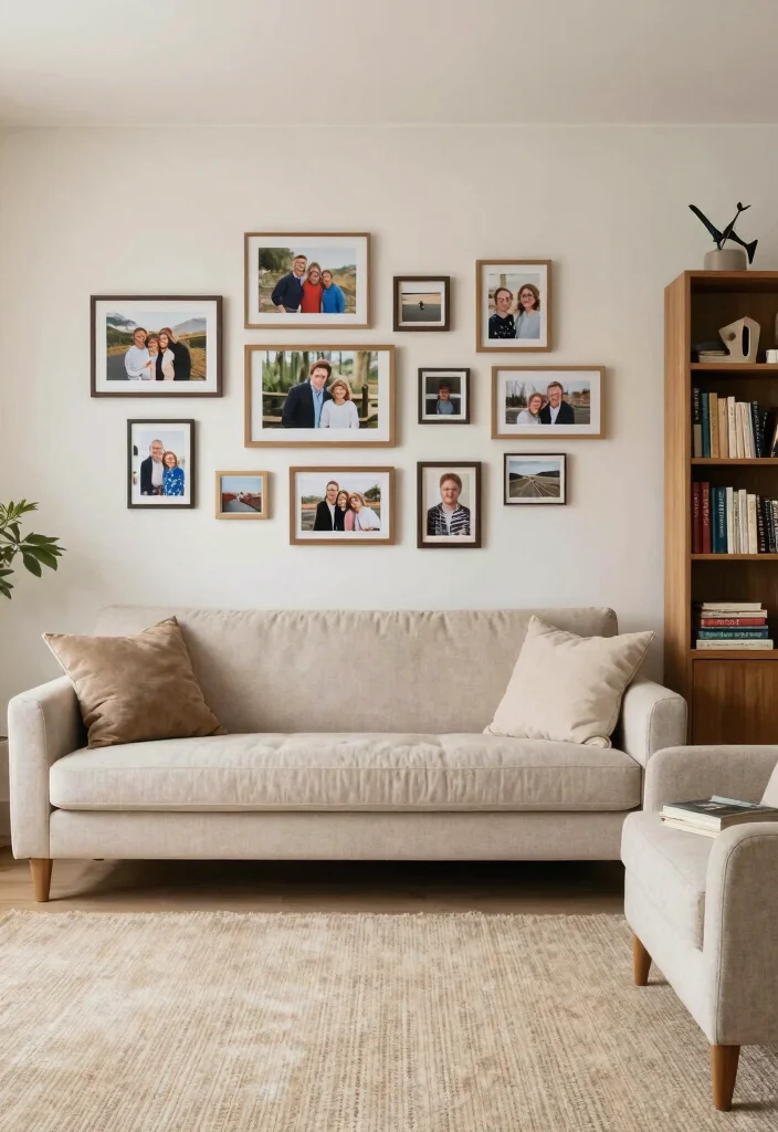 16 Beige Rug Living Room Ideas for a Soft, Timeless Style - 16. Personalized Touches 1