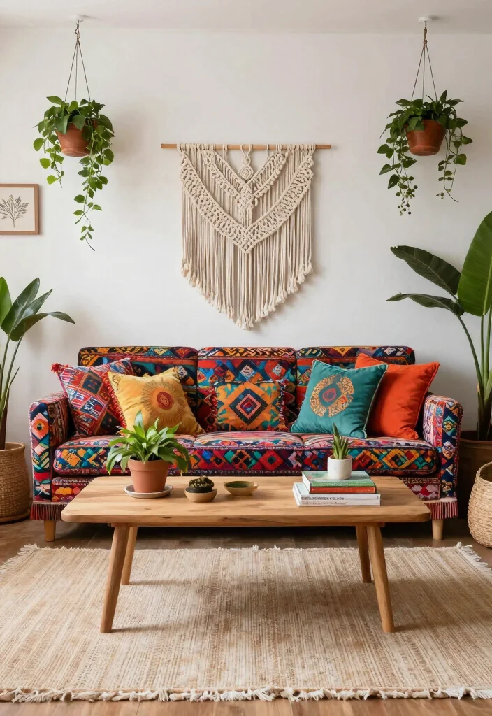 16 Beige Rug Living Room Ideas for a Soft, Timeless Style - 2. Bohemian Chic Vibes 1