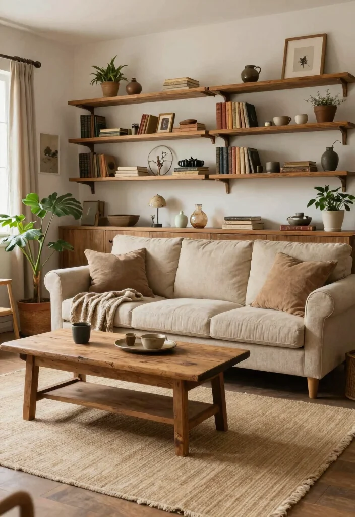 16 Beige Rug Living Room Ideas for a Soft, Timeless Style - 4. Rustic Charm 1