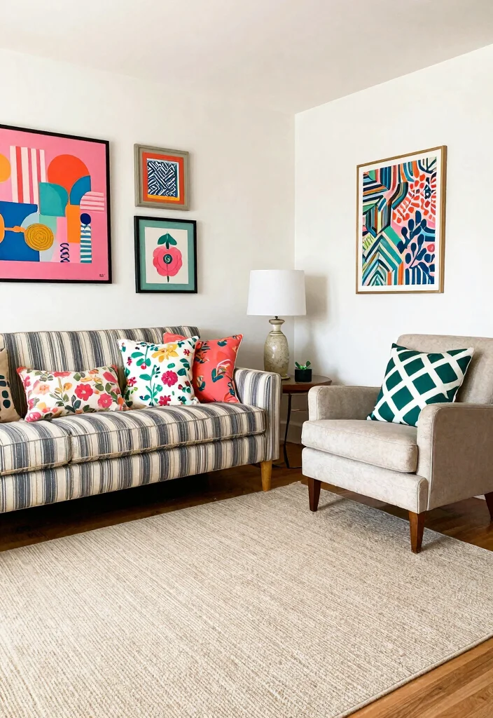 16 Beige Rug Living Room Ideas for a Soft, Timeless Style - 7. Combining Patterns with Confidence 1