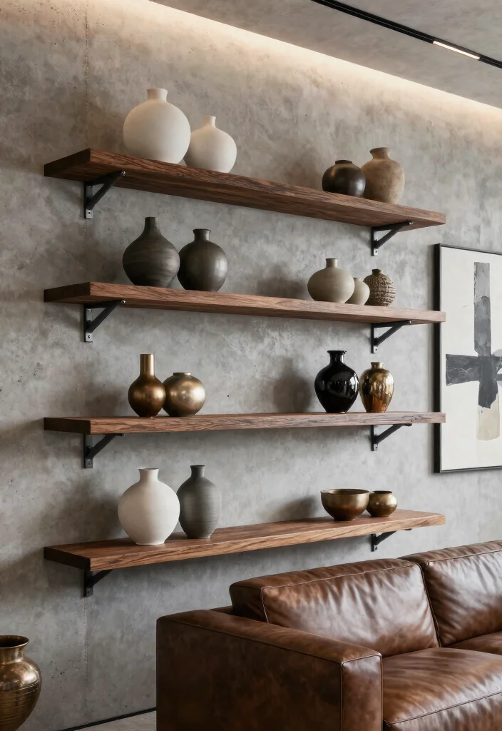 16 DIY Floating Shelves Living Room Ideas Budget Friendly Chic - 2. Industrial Metal Accents 1