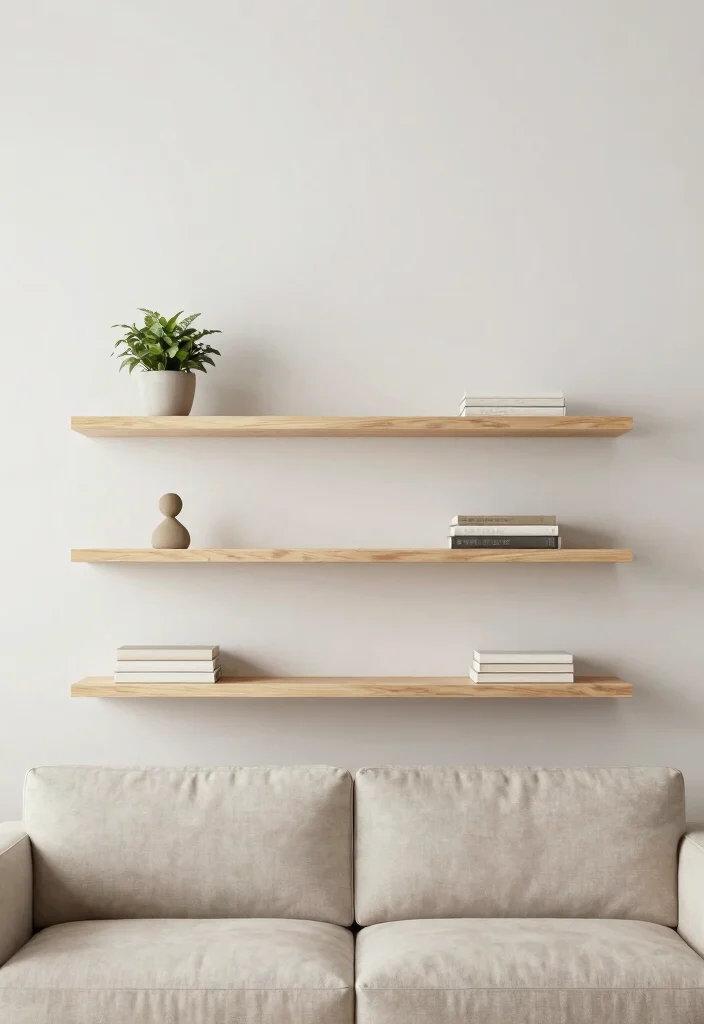 16 DIY Floating Shelves Living Room Ideas Budget Friendly Chic - 7. Minimalist Design 1