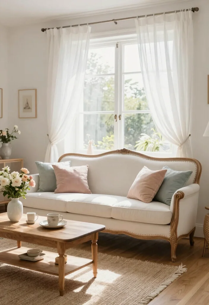 16 French Sofa Living Room Ideas: Elegant European Charm - 15. Light and Airy Retreat 1