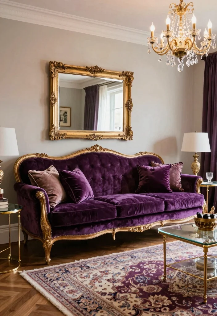16 French Sofa Living Room Ideas: Elegant European Charm - 4. Glamorous Accents 1