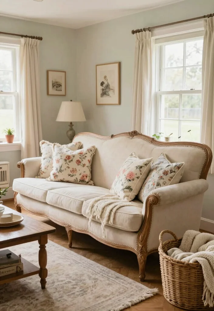 16 French Sofa Living Room Ideas: Elegant European Charm - 6. Cozy Cottage Charm 1