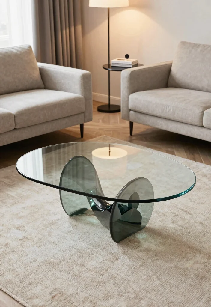 16 Living Room Glass Table Ideas for a Light, Elegant Touch - 15. Custom Glass Tables 1