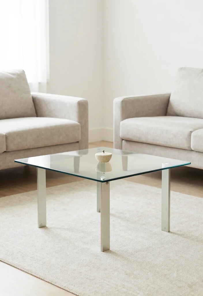16 Living Room Glass Table Ideas for a Light, Elegant Touch - 16. Minimalist Glass Tables 1