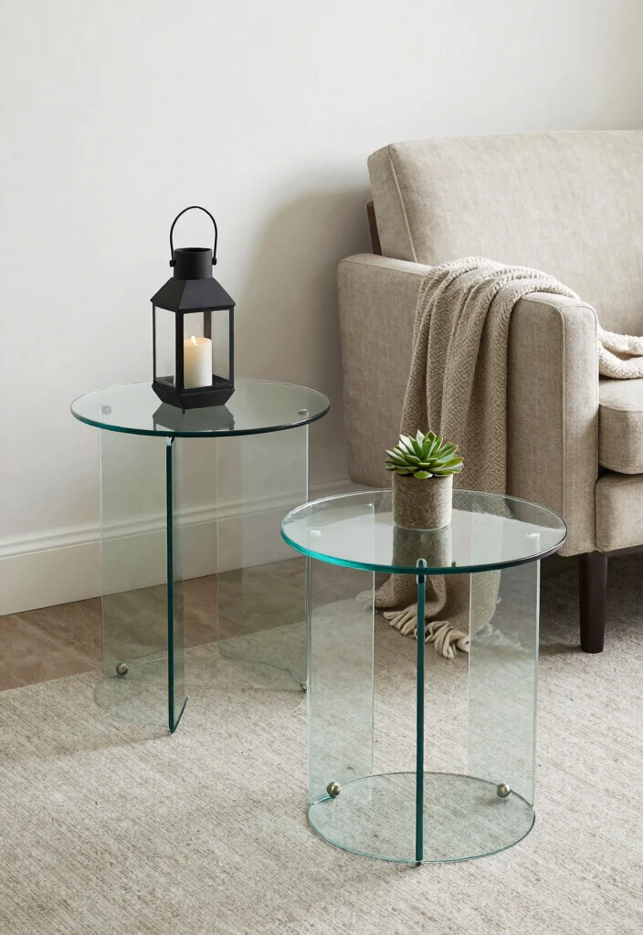 16 Living Room Glass Table Ideas for a Light, Elegant Touch - 2. Stylish Glass Side Tables 1