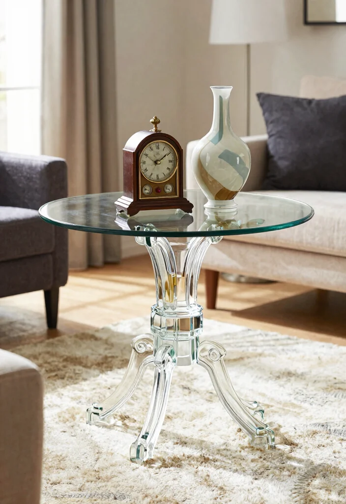 16 Living Room Glass Table Ideas for a Light, Elegant Touch - 5. Vintage Glass Tables 1