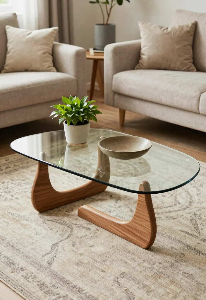 16 Living Room Glass Table Ideas for a Light, Elegant Touch - 6. Glass Tables with Unique Bases 1
