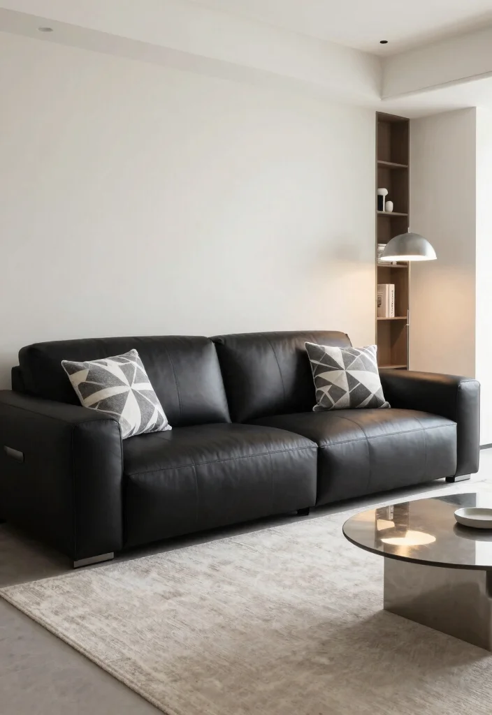 16 Living Room Leather Sofa Ideas: Timeless Masculine Style - 2. Sleek Black Leather Sectional 1