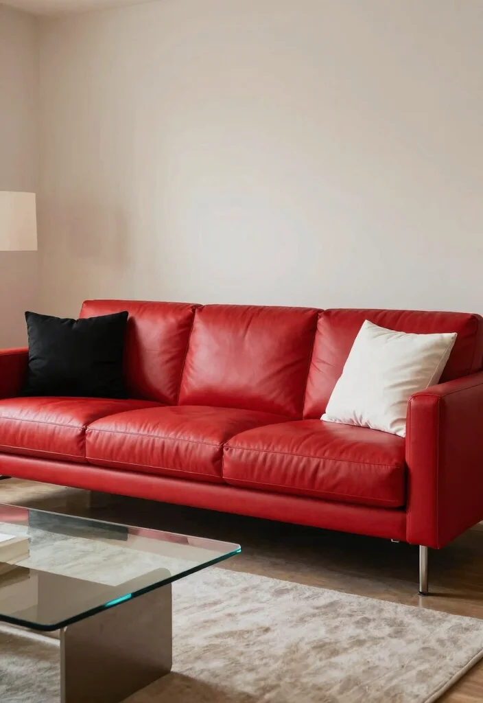 16 Living Room Leather Sofa Ideas: Timeless Masculine Style - 7. Bold Red Leather Sofa 1