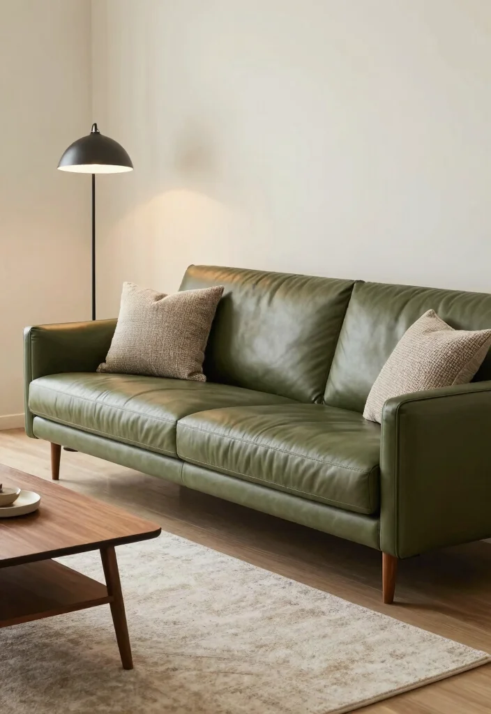 16 Living Room Leather Sofa Ideas: Timeless Masculine Style - 8. Mid-Century Modern Leather Sofa 1