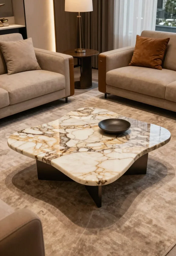 16 Marble Living Room Table Ideas: Luxury Statement Pieces - 12. Custom Marble Table Design 1