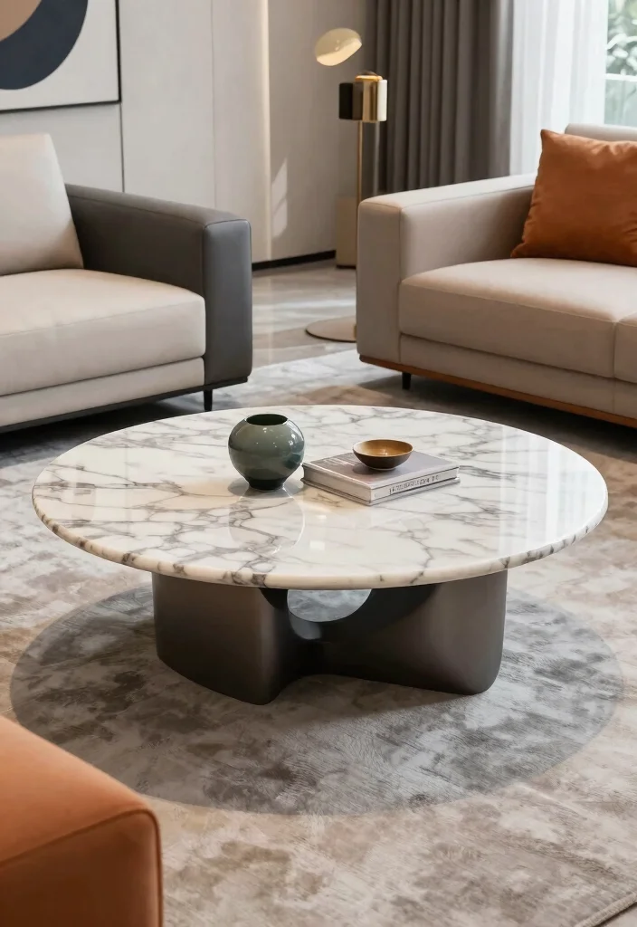 16 Marble Living Room Table Ideas: Luxury Statement Pieces - 14. Marble Table with Unique Base 1