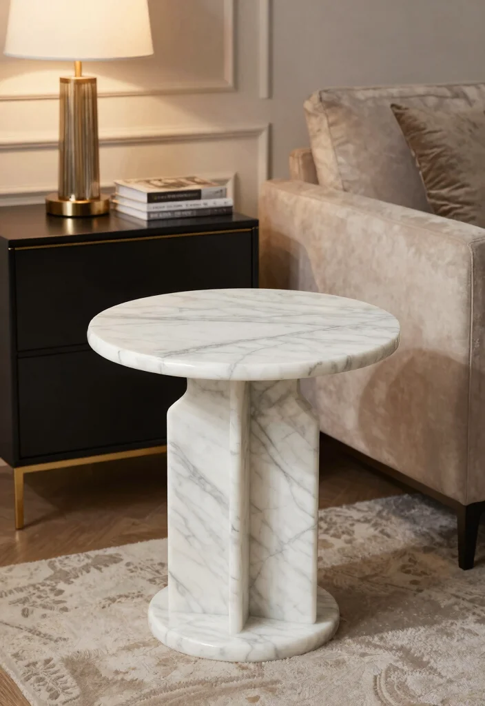 16 Marble Living Room Table Ideas: Luxury Statement Pieces - 16. Elegant Marble Side Table 1