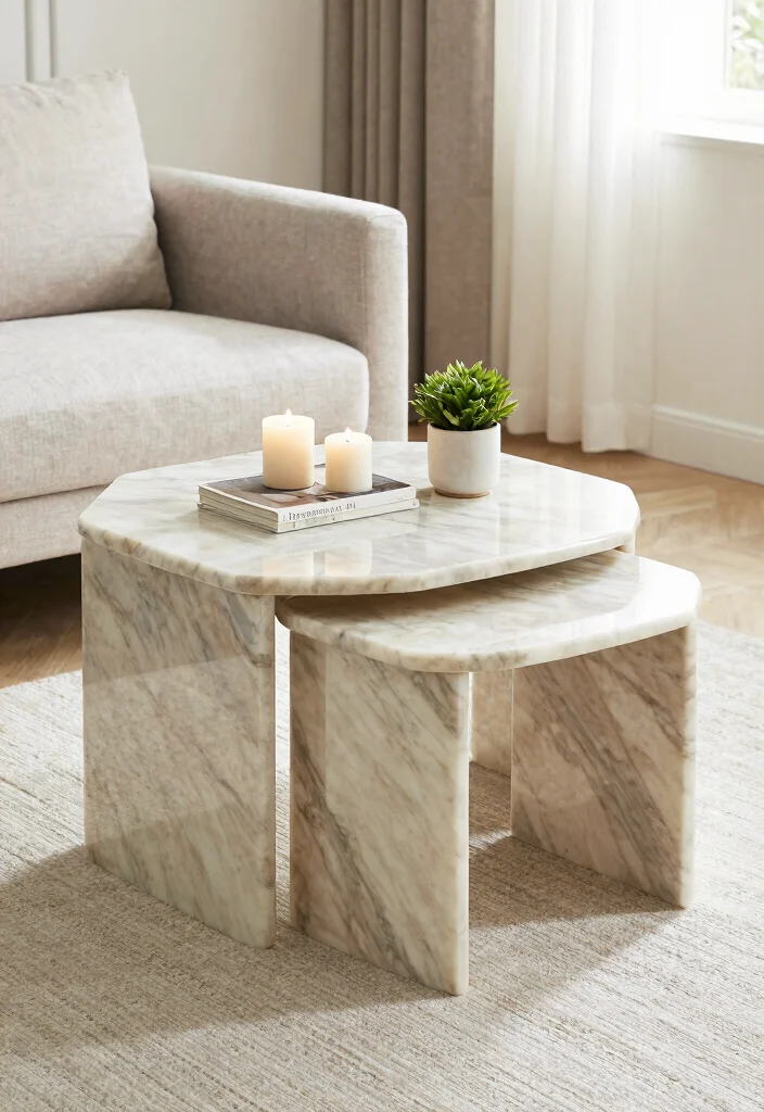 16 Marble Living Room Table Ideas: Luxury Statement Pieces - 4. Marble Nesting Tables 1