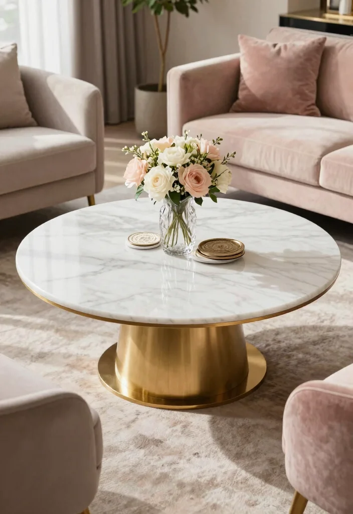 16 Marble Living Room Table Ideas: Luxury Statement Pieces - 6. Round Marble Table 1