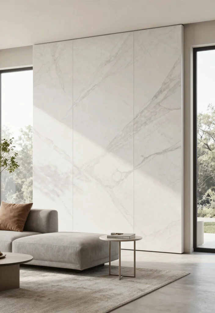 16 Marble Wall Living Room Ideas for a Luxe Hotel Feel - 11. Minimalist Marble Wall Designs 1