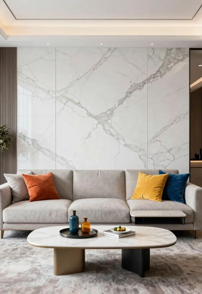 16 Marble Wall Living Room Ideas for a Luxe Hotel Feel - 14. Customizable Marble Wall Designs 1