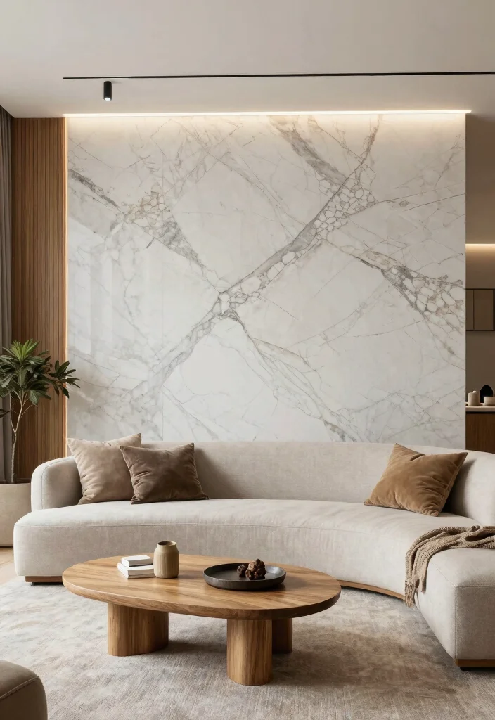 16 Marble Wall Living Room Ideas for a Luxe Hotel Feel - 15. Eco-Friendly Marble Wall Options 1