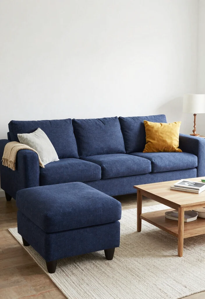 16 Navy Sofa Living Room Ideas: Classic Bold Contrast - 15. Family-Friendly Design with Navy Durability 1