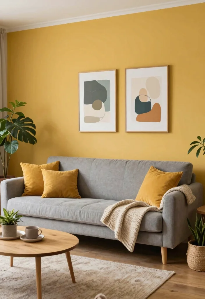 16 Yellow Wall Living Room Ideas: Cheerful Bold Accent - 2. Mustard Accents Magic 1