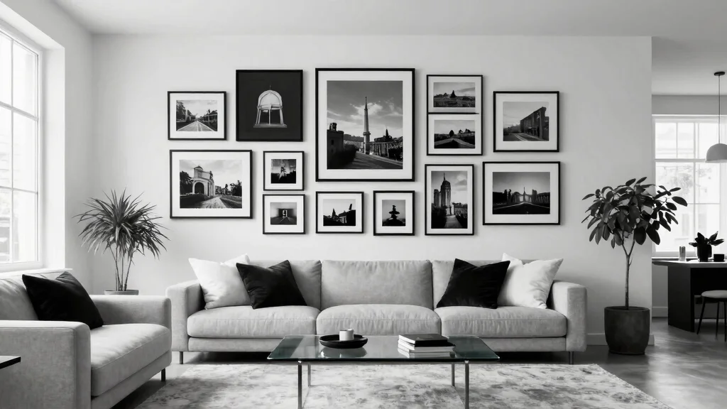 17 Black and White Photo Wall Living Room Ideas Gallery Chic