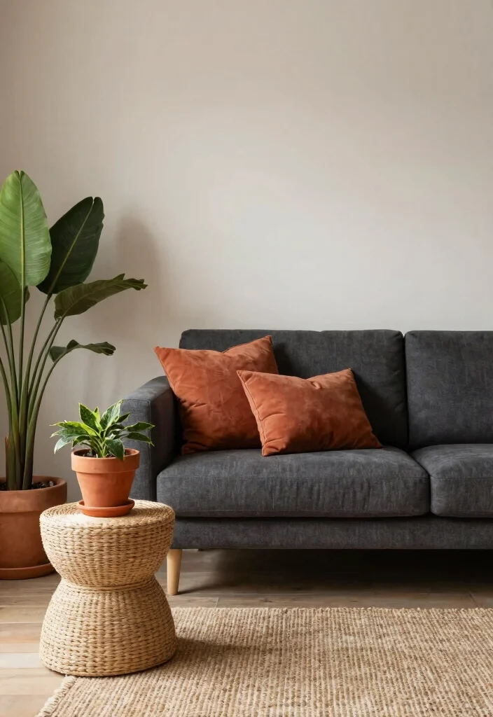 17 Charcoal Sofa Living Room Color Palettes: Moody Chic - 7. Earthy Terracotta Tones 1