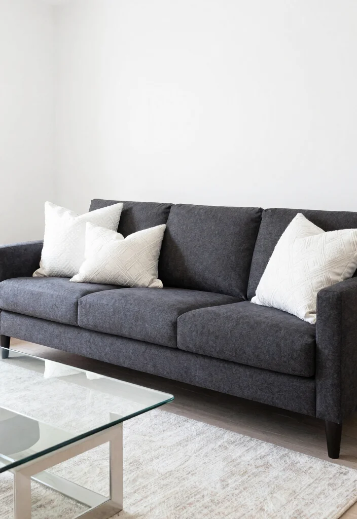 17 Charcoal Sofa Living Room Color Palettes: Moody Chic - 8. Bright White and Charcoal 1
