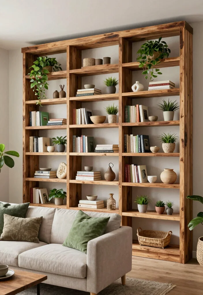 17 Full Wall Bookshelf Living Room Ideas: Library Chic - 15. Eco-Friendly Options 1