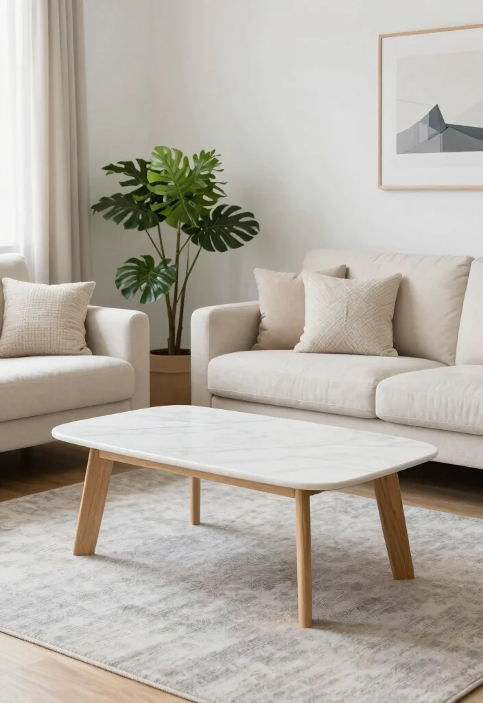 17 Marble Coffee Table Living Room Ideas Timeless Elegance - 1. Sleek Scandinavian Design 1