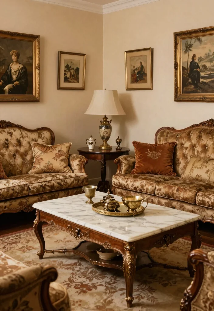 17 Marble Coffee Table Living Room Ideas Timeless Elegance - 12. Vintage Glamour 1