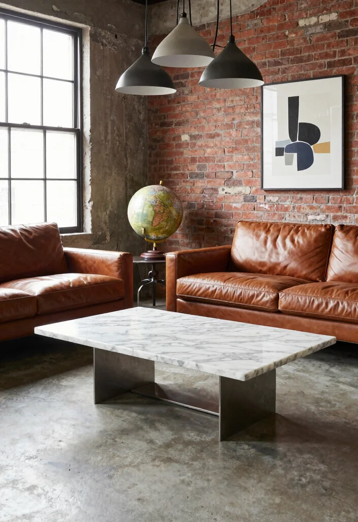 17 Marble Coffee Table Living Room Ideas Timeless Elegance - 3. Industrial Chic Vibes 1